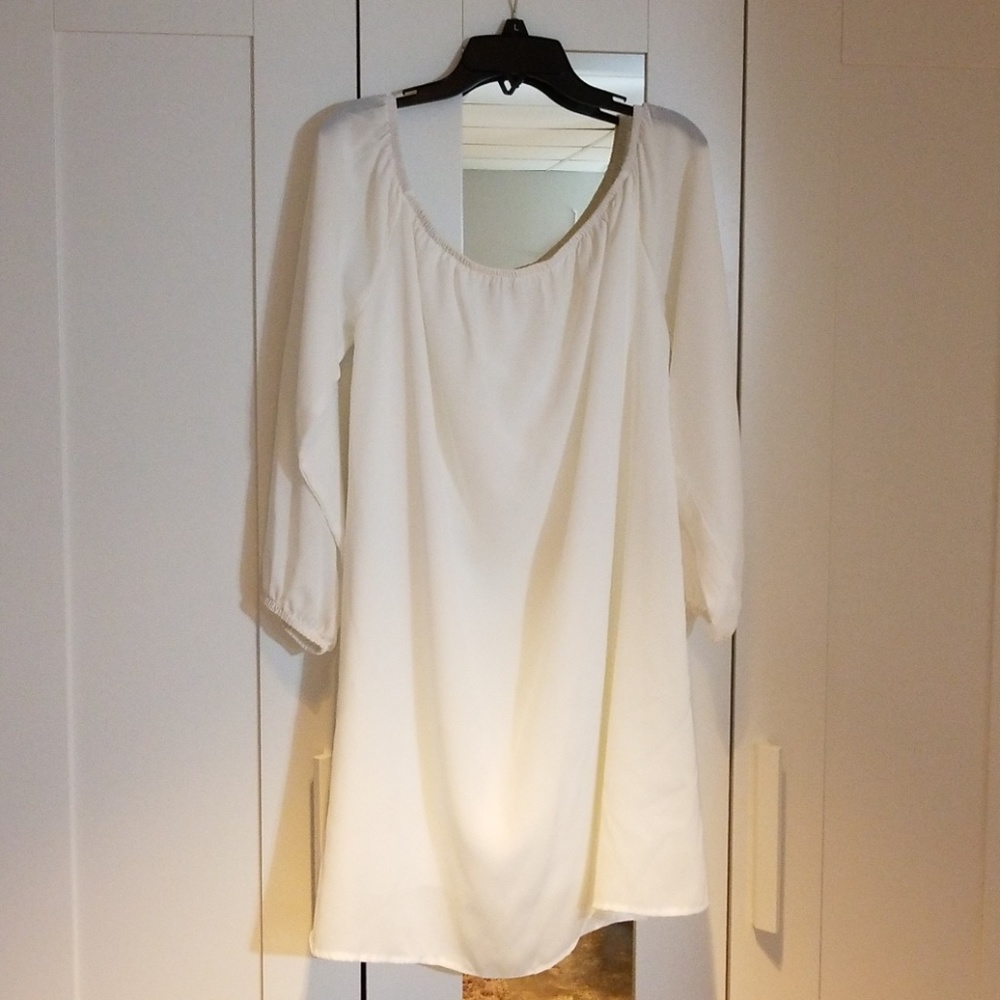 StyleDome white lined chiffon dress